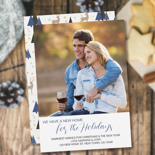 Tarjeta Festiva Nuevo hogar para Holidays Square Photo New Address (Subido por el creador)