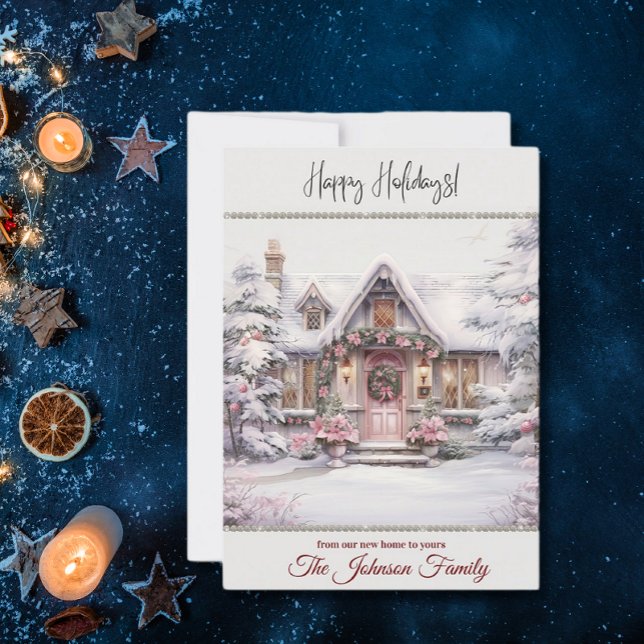 Tarjeta Festiva Nuevo hogar para la acuarela de la escena de invie (Subido por el creador)