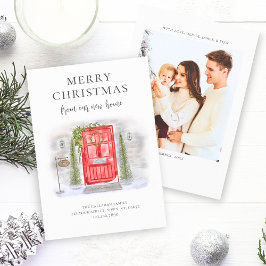 Tarjeta Festiva Nuevo Hogar para las Fiestas Puerta de Acuarela Ro