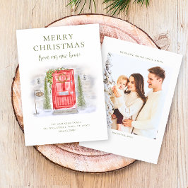 Tarjeta Festiva Nuevo Hogar Para las Fiestas Puerta de Acuarela Ro