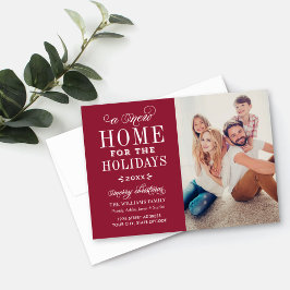 Tarjeta Festiva Nuevo hogar para las vacaciones Elegante foto roja