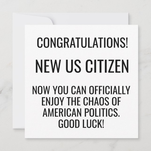 Tarjeta Festiva Nuevo inmigrante norteamericano de naturalización  (Anverso)