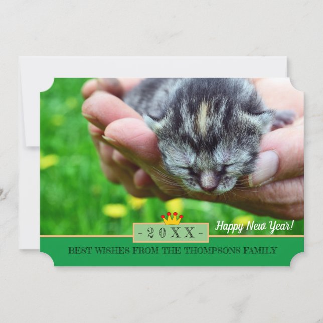 Tarjeta Festiva ¡Nuevo Kitten y Feliz Año Nuevo! Tarjeta/gatos (Anverso)