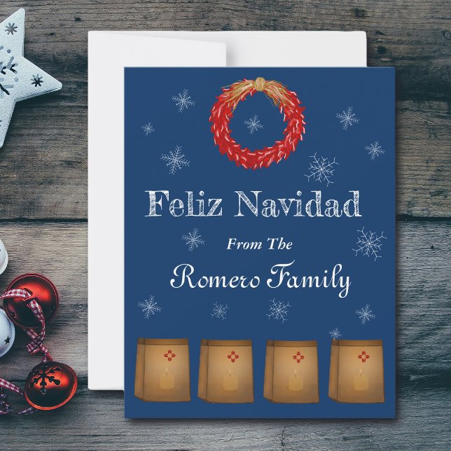 Tarjeta Festiva Nuevo México Luminarias Farolitos Zia Red Chile (Subido por el creador)