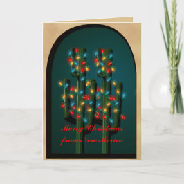 Tarjeta Festiva Nuevo México Navidades Cactus Tree Greaming Card