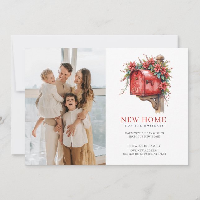 Tarjeta Festiva Nuevo Navidades domésticos Buzón de correo Foto mó (Anverso)