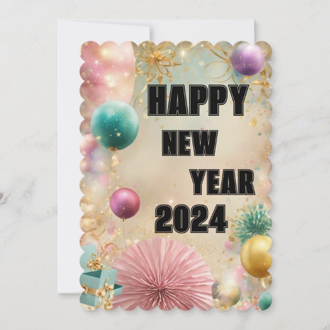 Tarjeta Festiva "Nuevos comienzos: ¡Deseándote un feliz año nuevo! (Anverso)