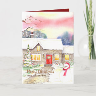 Tarjeta Festiva Nuevos Navidades De Cabaña De Nieve Nos Hemos Muda