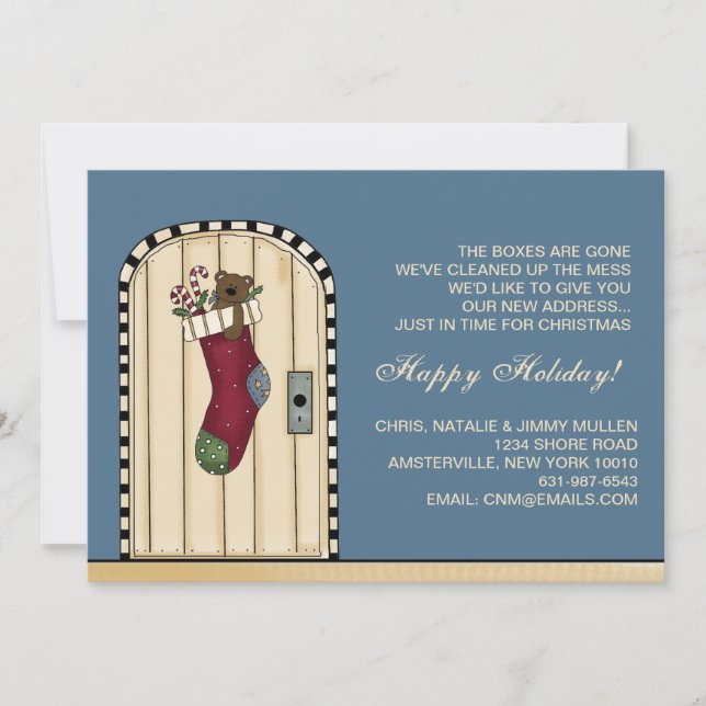 Tarjeta Festiva Nuevos Navidades de direcciones - Moviendo Invitac (Anverso)