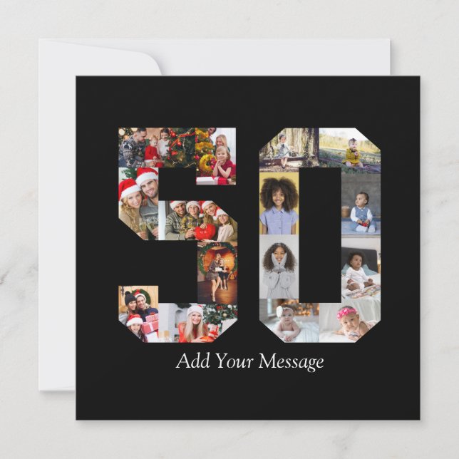 Tarjeta Festiva Número 50 Collage de fotos (Anverso)