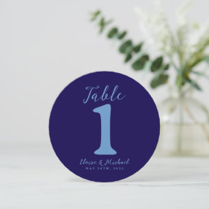 Tarjeta Festiva Número de mesa de boda azul costero simple