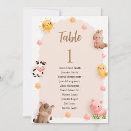 Tarjeta Festiva Número de tabla de Baby Shower y nombres de invita