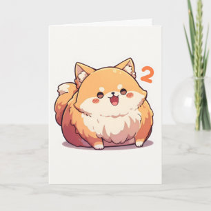 Tarjeta Festiva Número Dos Perro de Anime Divertido