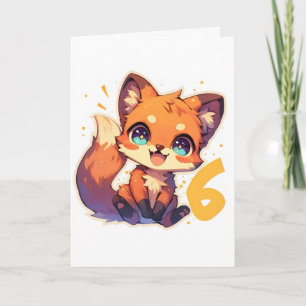 Tarjeta Festiva Número Seis Zorro Anime Lindo Animal