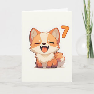 Tarjeta Festiva Número Siete Perro Feliz Anime