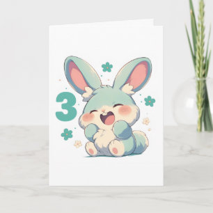Tarjeta Festiva Número Tres Cute Anime Conejo