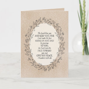 Tarjeta Festiva Números 6:24–26 El Señor te Bendiga Neutral Vintag