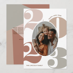 Tarjeta Festiva Números de clase neutral 1 foto feliz año nuevo