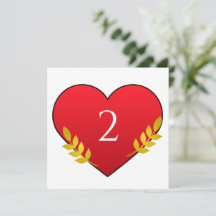 Tarjeta Festiva Números de tabla borde del corazón