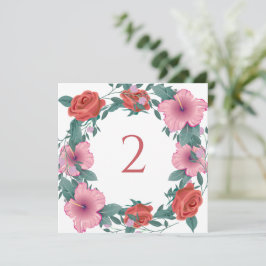 Tarjeta Festiva Números de tabla borde floral