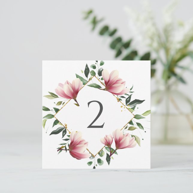 Tarjeta Festiva Números de tabla borde floral (Anverso de pie)