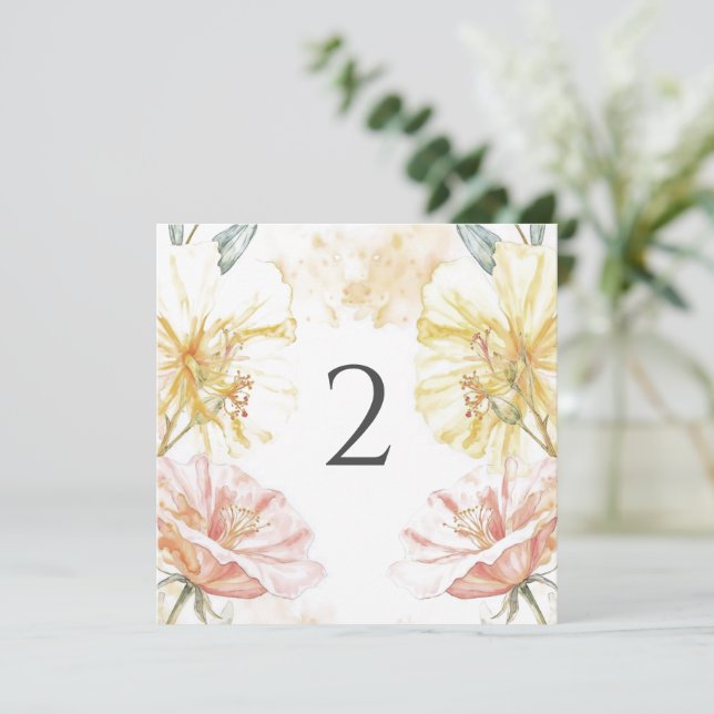 Tarjeta Festiva Números de tabla borde floral (Anverso de pie)