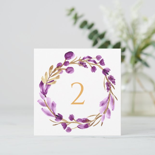 Tarjeta Festiva Números de tabla borde floral (Anverso de pie)