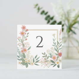 Tarjeta Festiva Números de tabla borde floral