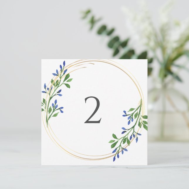 Tarjeta Festiva Números de tabla borde floral (Anverso de pie)