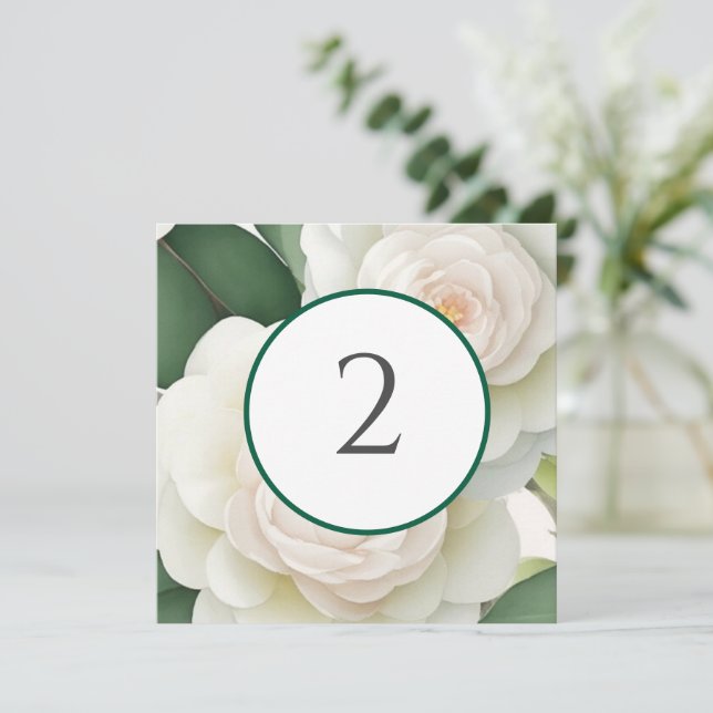 Tarjeta Festiva Números de tabla borde floral (Anverso de pie)