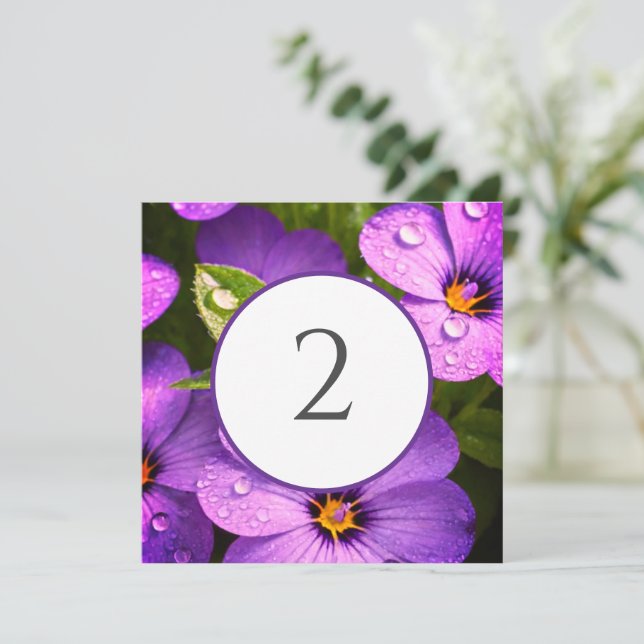 Tarjeta Festiva Números de tabla borde floral (Anverso de pie)