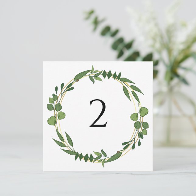 Tarjeta Festiva Números de tabla borde floral (Anverso de pie)