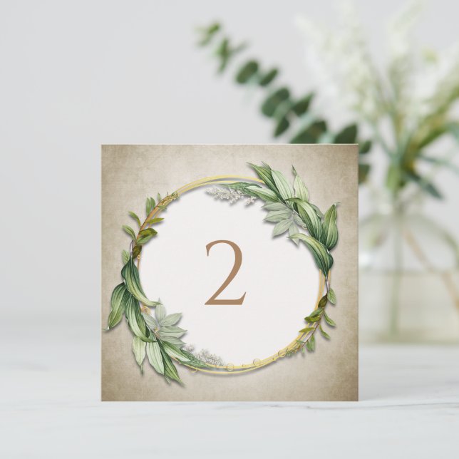 Tarjeta Festiva Números de tabla borde floral (Anverso de pie)