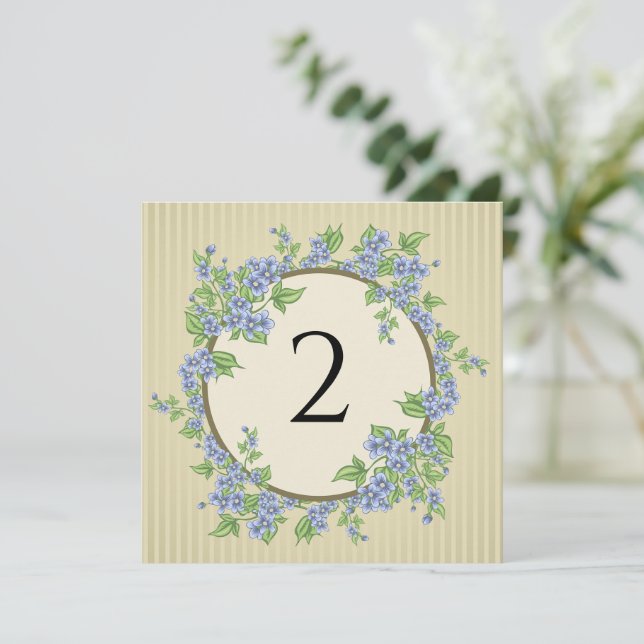 Tarjeta Festiva Números de tabla borde floral (Anverso de pie)