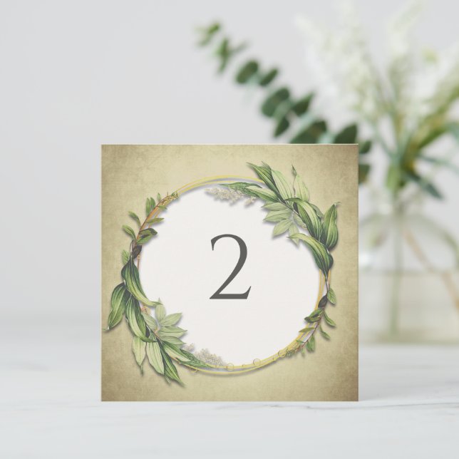 Tarjeta Festiva Números de tabla borde floral (Anverso de pie)