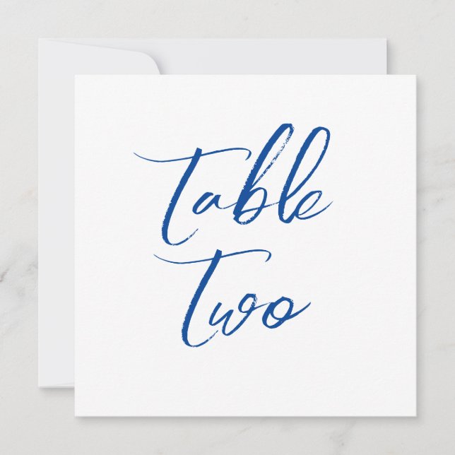 Tarjeta Festiva Números de tabla borde floral simple azul elegante (Anverso)