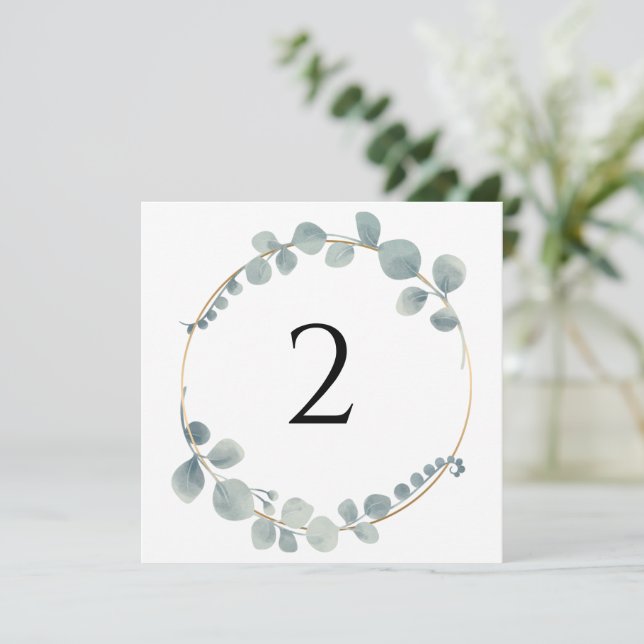 Tarjeta Festiva Números de tabla borde floral simple elegante (Anverso de pie)