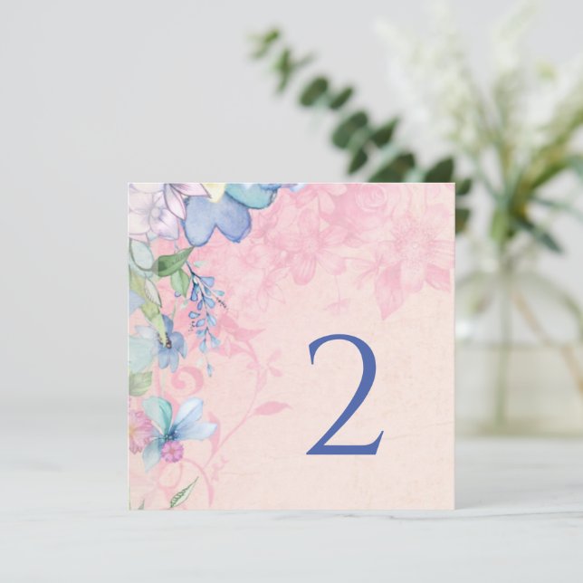 Tarjeta Festiva Números de tabla borde floral simple elegante (Anverso de pie)