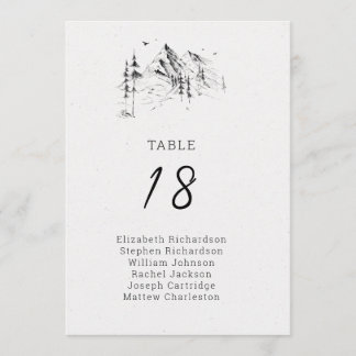 Tarjeta Festiva Números de tabla de nombres de invitados de los bo