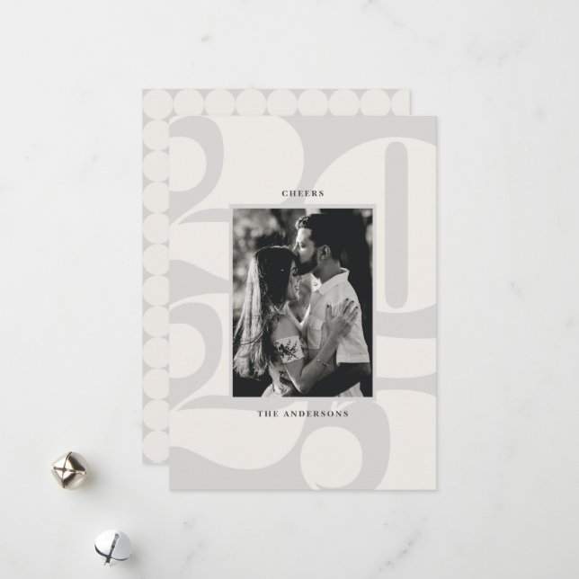 Tarjeta Festiva Números en negrita aplauden foto de Año Nuevo (Anverso/Reverso In Situ)