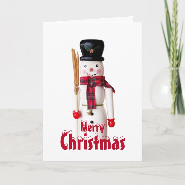 Tarjeta Festiva Nurrón de Snowman - Texto personalizado (Anverso)