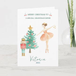 Tarjeta Festiva Nutcracker Ballerina Nieta Navidades