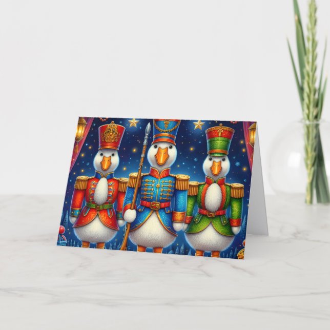 Tarjeta Festiva Nutcracker Christmas Geese (Anverso)