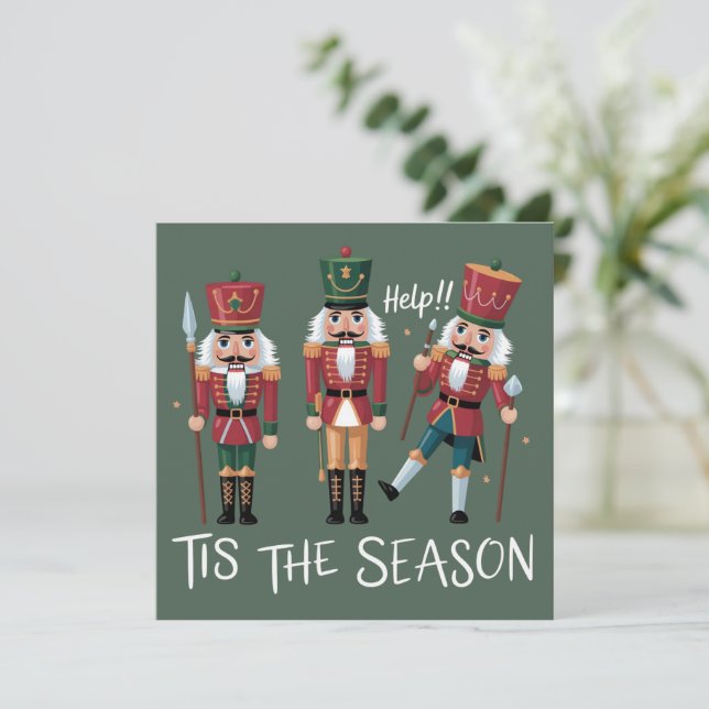 Tarjeta Festiva Nutcracker Christmas Tis the Season Group Xmas  (Anverso de pie)