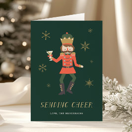 Tarjeta Festiva Nutcracker Cocktail "Sending Cheer" Christmas
