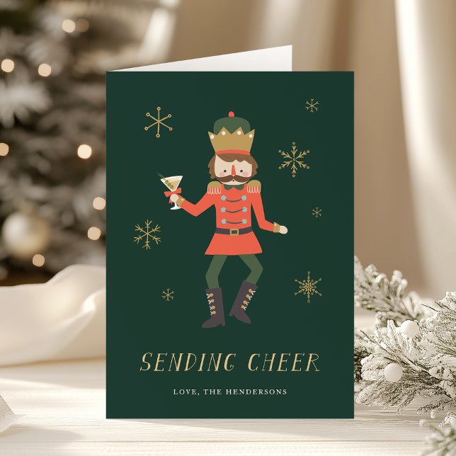 Tarjeta Festiva Nutcracker Cocktail "Sending Cheer" Christmas (Subido por el creador)