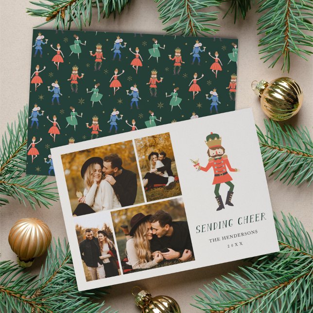Tarjeta Festiva Nutcracker Cocktail "Sending Cheer" Photo Collage (Subido por el creador)
