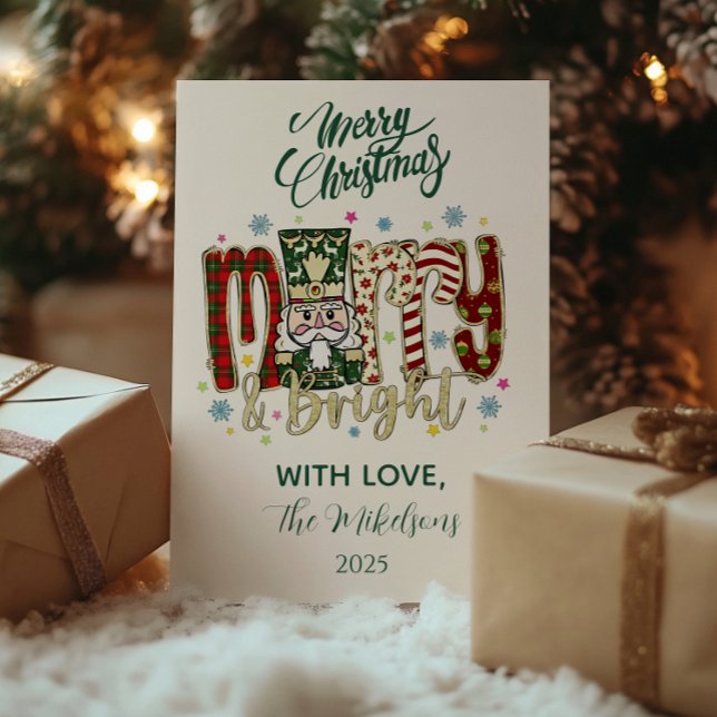 Tarjeta Festiva Nutcracker Merry & Bright Christmas (Subido por el creador)