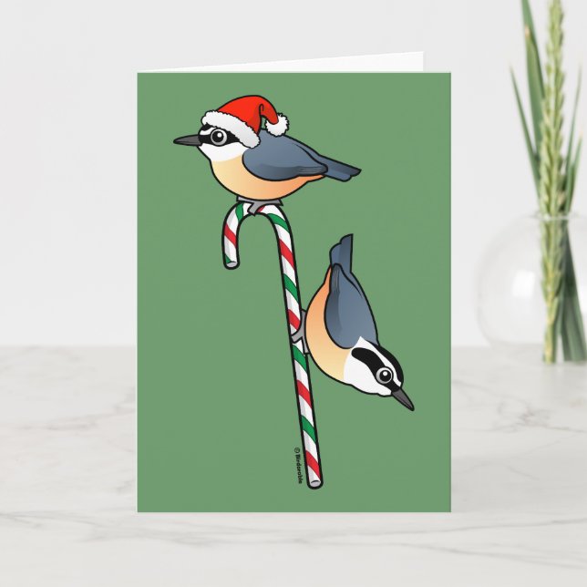 Tarjeta Festiva Nuthatch Santa (Anverso)