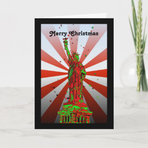 Tarjeta Festiva NYC psicodélico: Estatua de los Navidades de la Li